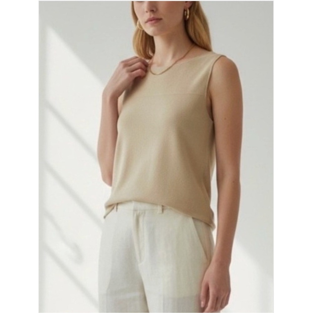 Agnona for Bergdorf Goodman Cashmere Sleeveless Knit Top 6 Cream Quiet Luxury‎